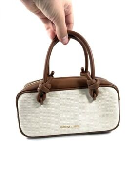 Charles & Keith Sammie Canvas Knotted-Handle Boxy Bag new